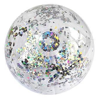 40cm/16inch Beach Ball Transparent Inflatable Swimming Pool Toy Ball with Beautiful Confetti Sequins for Summer Party Water Park