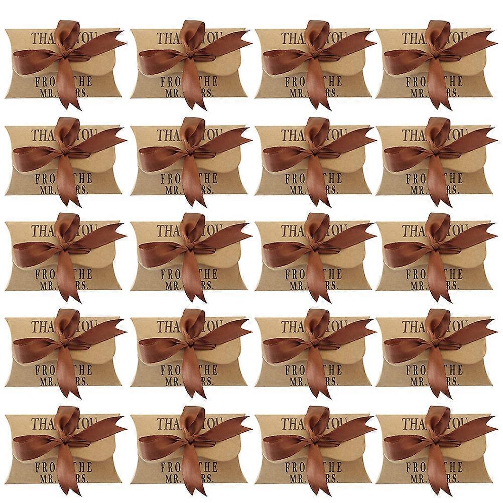 50pcs Pillow Shape Candy Boxes Gift Paper Packaging Boxes Wedding Party Supplies