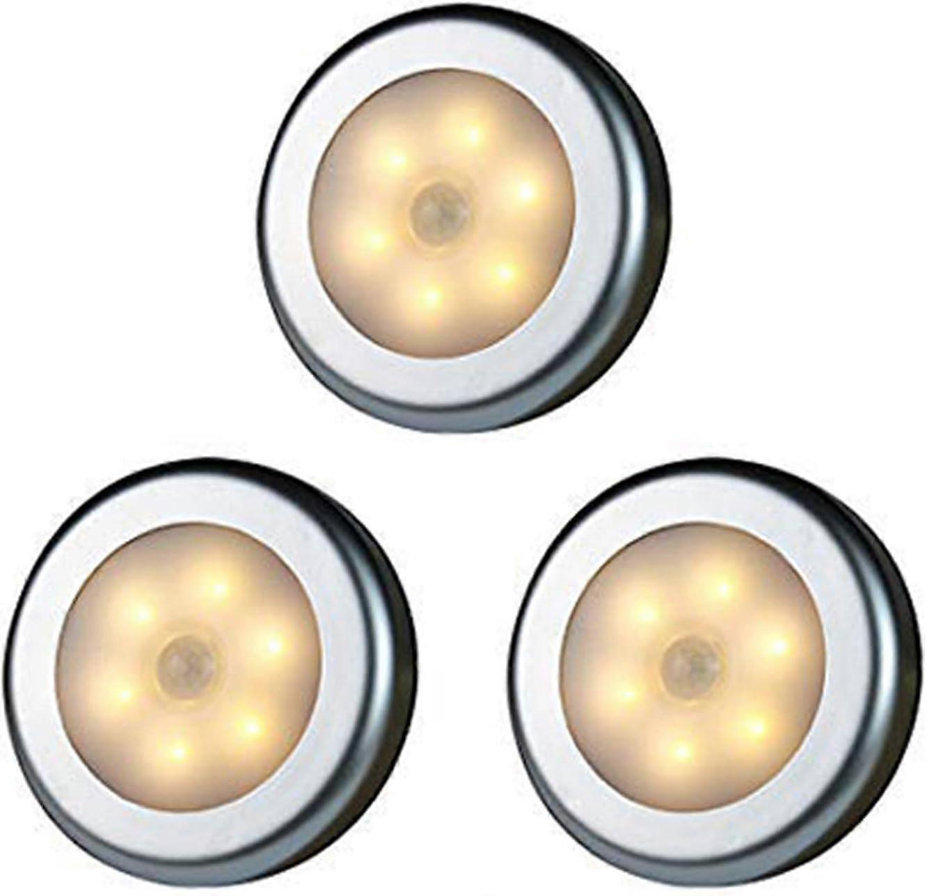 Wireless Motion Sensor LED Closet Light - 3 Pieces Silver Shell (Warm Light)