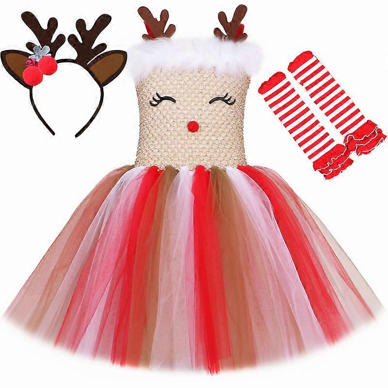 Crăciun pentru copii îmbrăcăminte de performanță rochie fete "Elk rochie Red Nosed Ren Mesh Ponchy Fusta