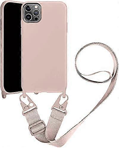 Case Compatible with iPhone 13 mini,Hands Free Lanyard Soft Silica Gel Case with Cross-Body Belt & Adjustable Shoulder Strap Shockproof Protector (Ros