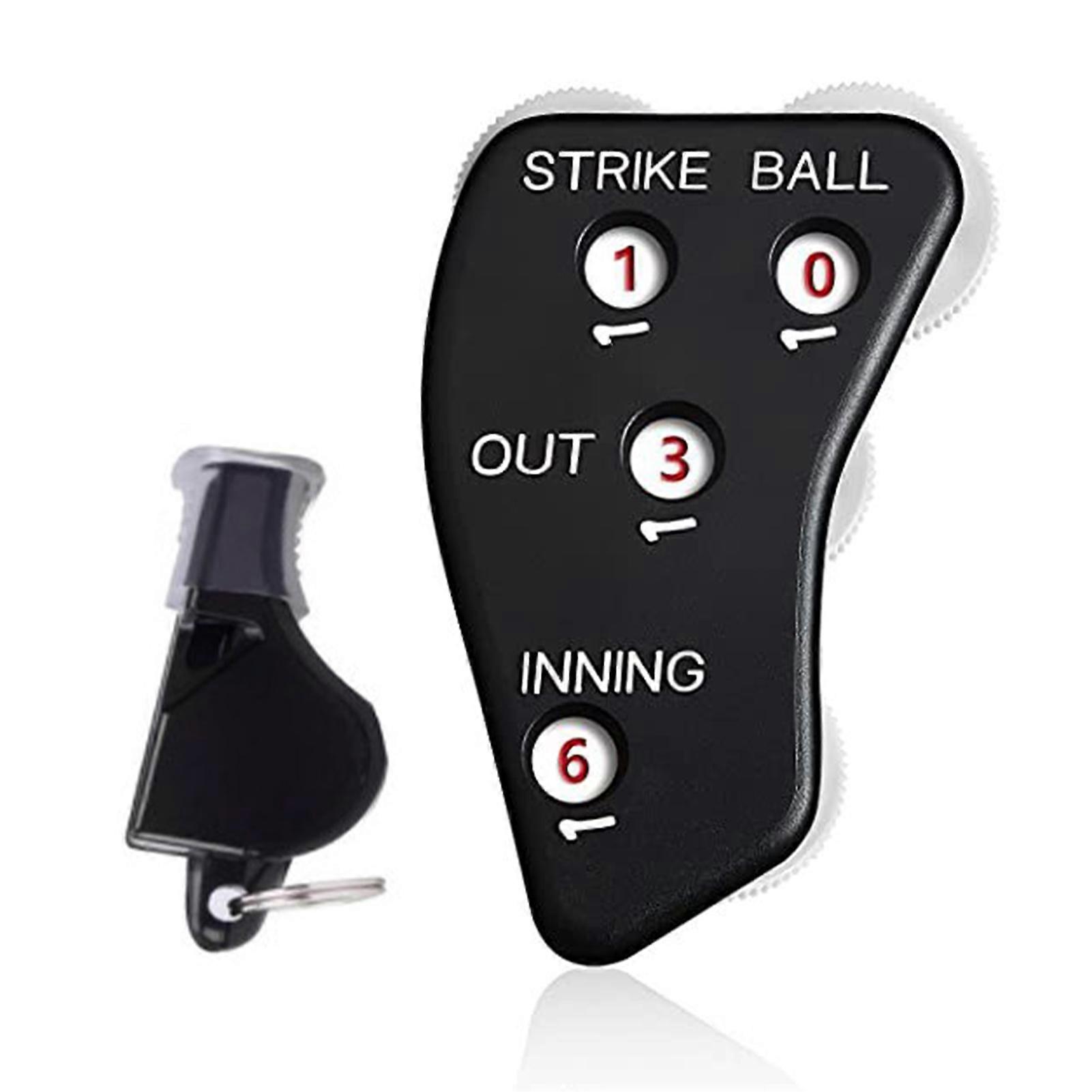 Baseball Umpire Clicker Compact Size Ergonomic Shape Non-slip 4 Wheel Design Comfortable Grip Baseball Counter Clicker with Referee Whistle Sports Sup
