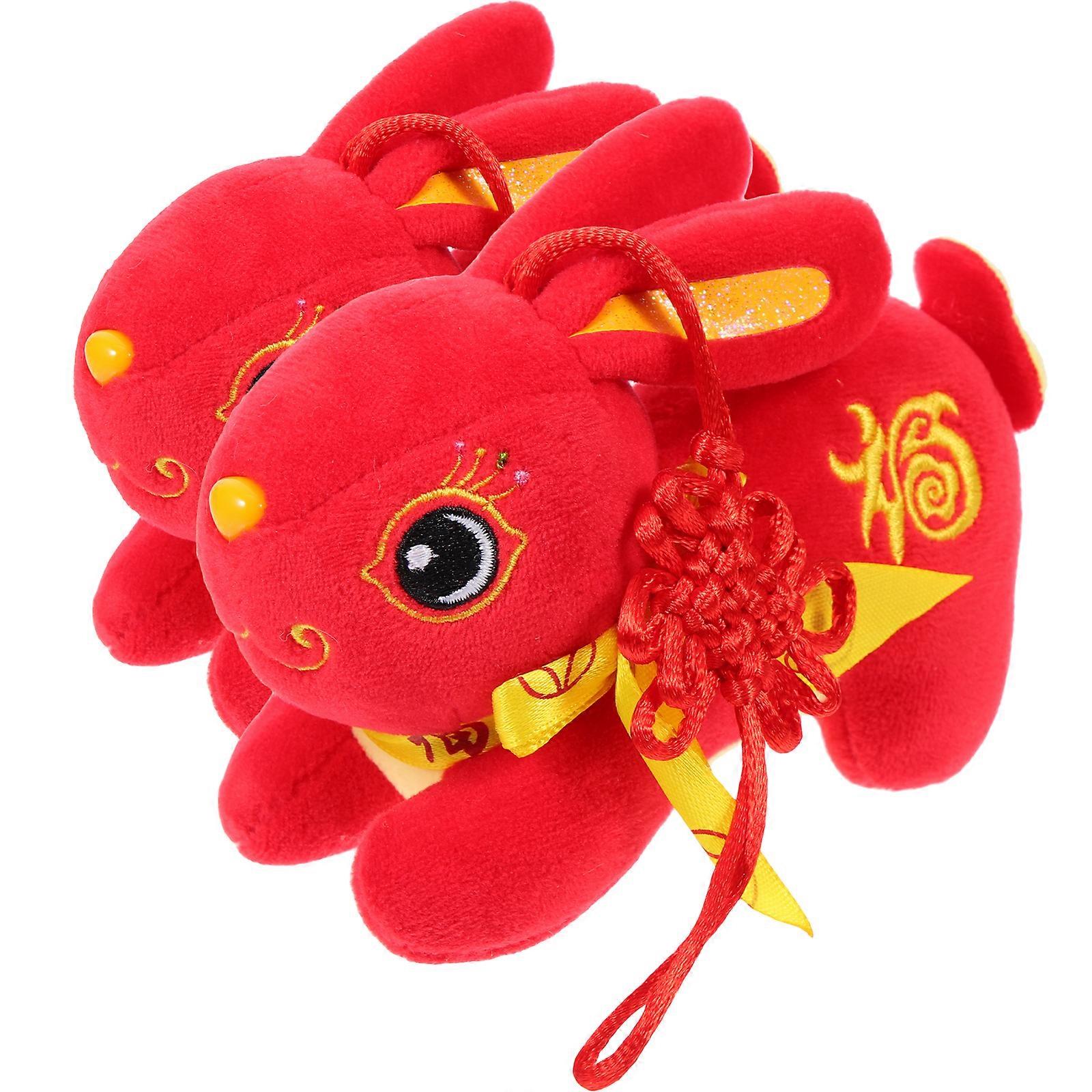 2Pcs Stuffed Rabbit Doll Zodiac Rabbit Doll Pendant Adorable Rabbit Plush Toy 2023 Rabbit Mascot