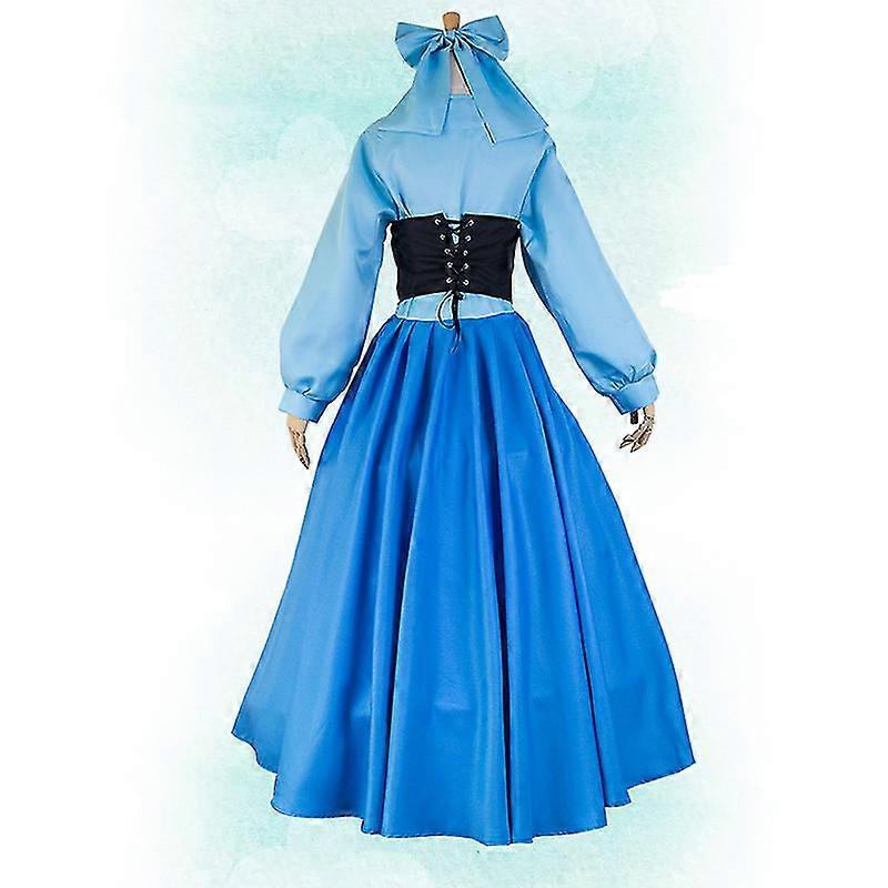 knee length dresses for ladies Princess Ariel Turquoise Tulle with Pearl Little Mermaid Cosplay Costume Without Boning / Traditional Lace Tie