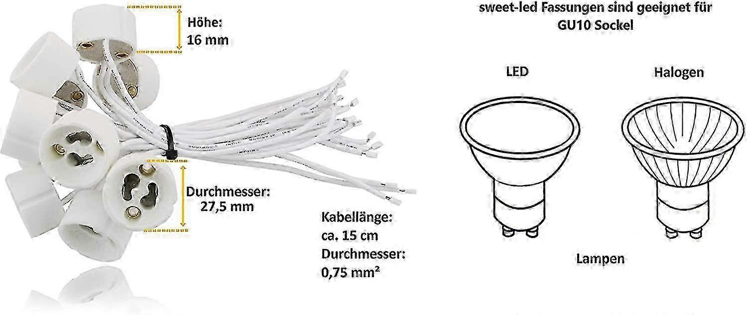 Gu10 Socket For Led And Halogen, 20 Pieces [energy Class A] - JV