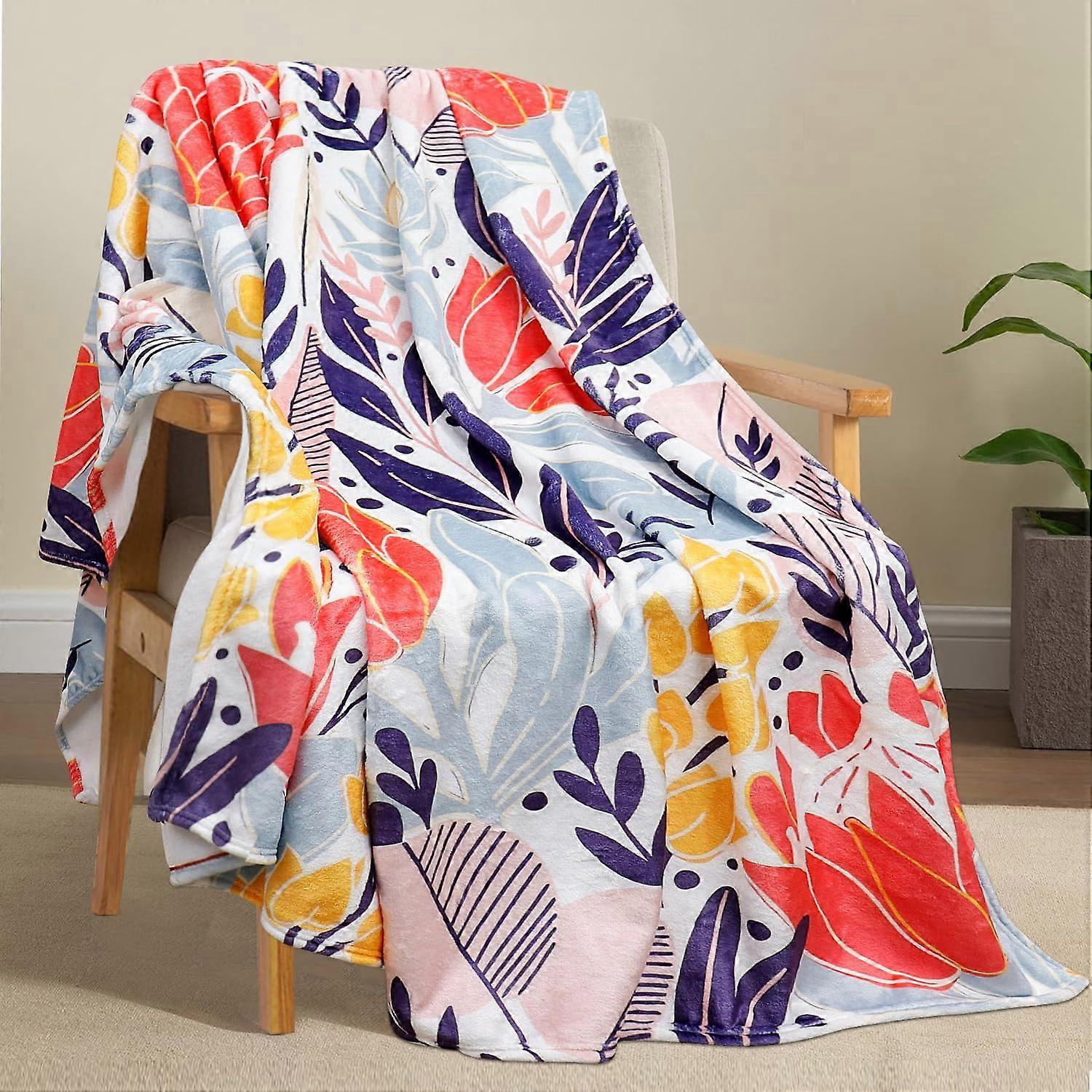 Bohemian Throw Blanket Bunte Blume Throw Decke Boho Flanell Fleece Throw Blanket Cozy Fuzzy Plüsch Throw Blanket Weiche Leichte Throw Decke f