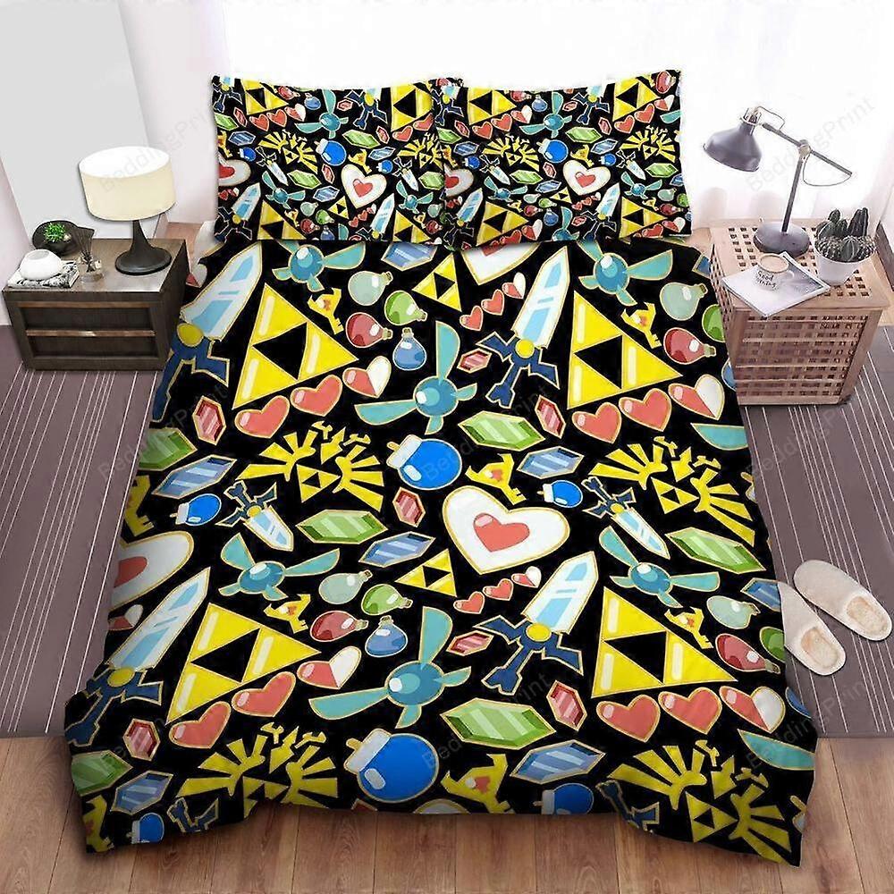 v1606 Lençóis A Lenda De Zelda Símbolos E Itens Padrão Conjunto Capa De Edredão Doona Capa Lençóis IU1606