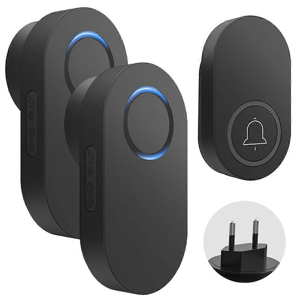 Type A ML008-B-12EU 60 Melodies Wireless Self-Powered Doorbell Ring EU Plug/Black,1 Transmitter +