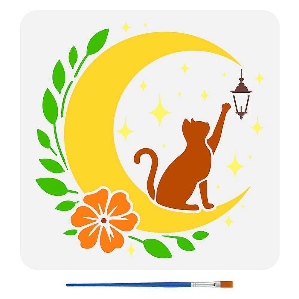 PET Hollow Out Drawing Painting Stencils for DIY Scrapbook Photo Album Cat Shape 30x30cm