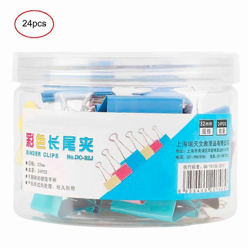 24Pcs Multi Color Paper Organizer Metal Long Tail Clamp File Dovetail Clip Office Supply(32mm)