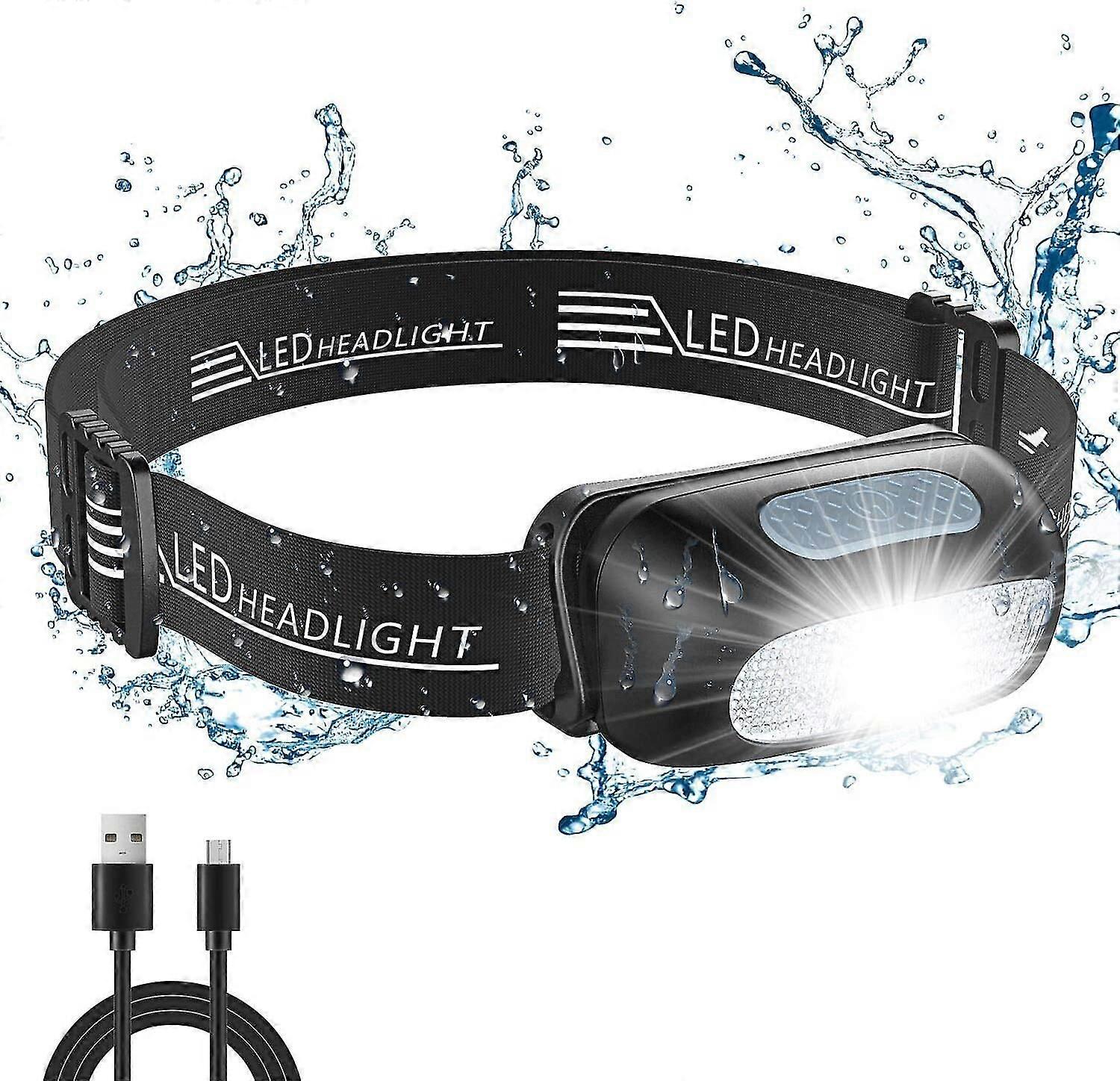 Rechargeable Led Headlamp, Powerful Waterproof Head Torch With 5 Light Modes, 200 Lm, light Adjustable Kids Headlamps For Fishing, Camping, Hik,3128