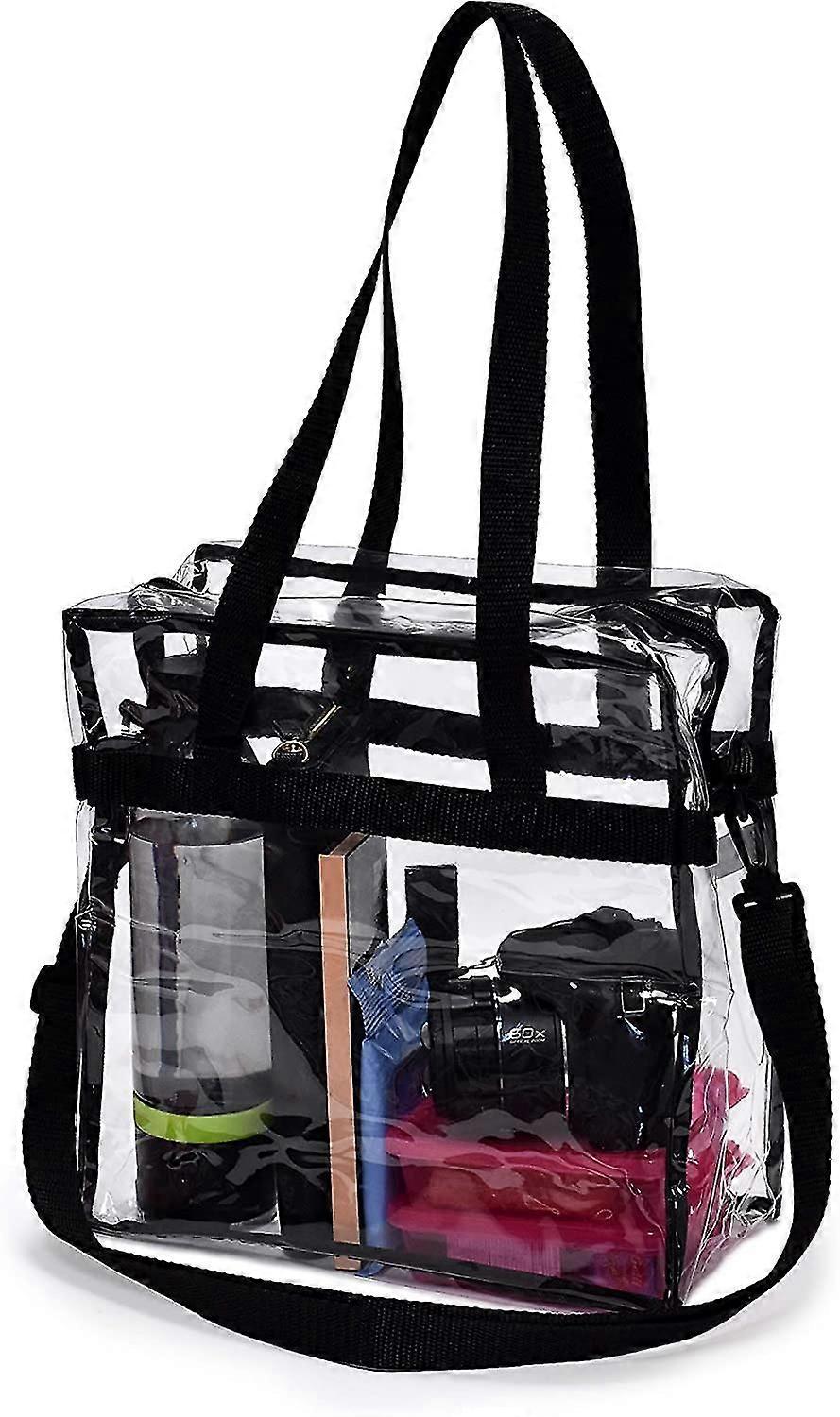Clear Tote Bag Stadium Approved - Handles, Shoulder Strap, Zipper Closure
