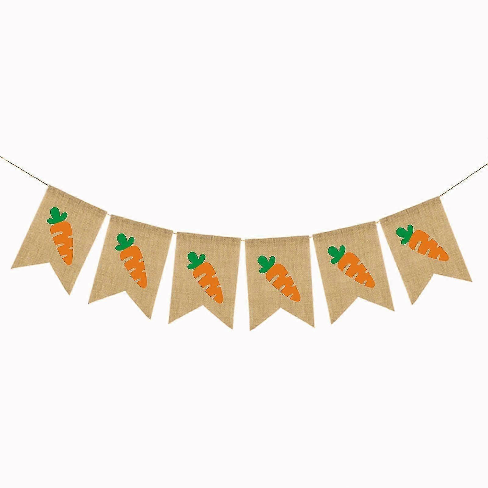 Easter Colorful  Bunny Carrot Pattern For Banner 2m Bunting Garland Pull Flag QIZ503