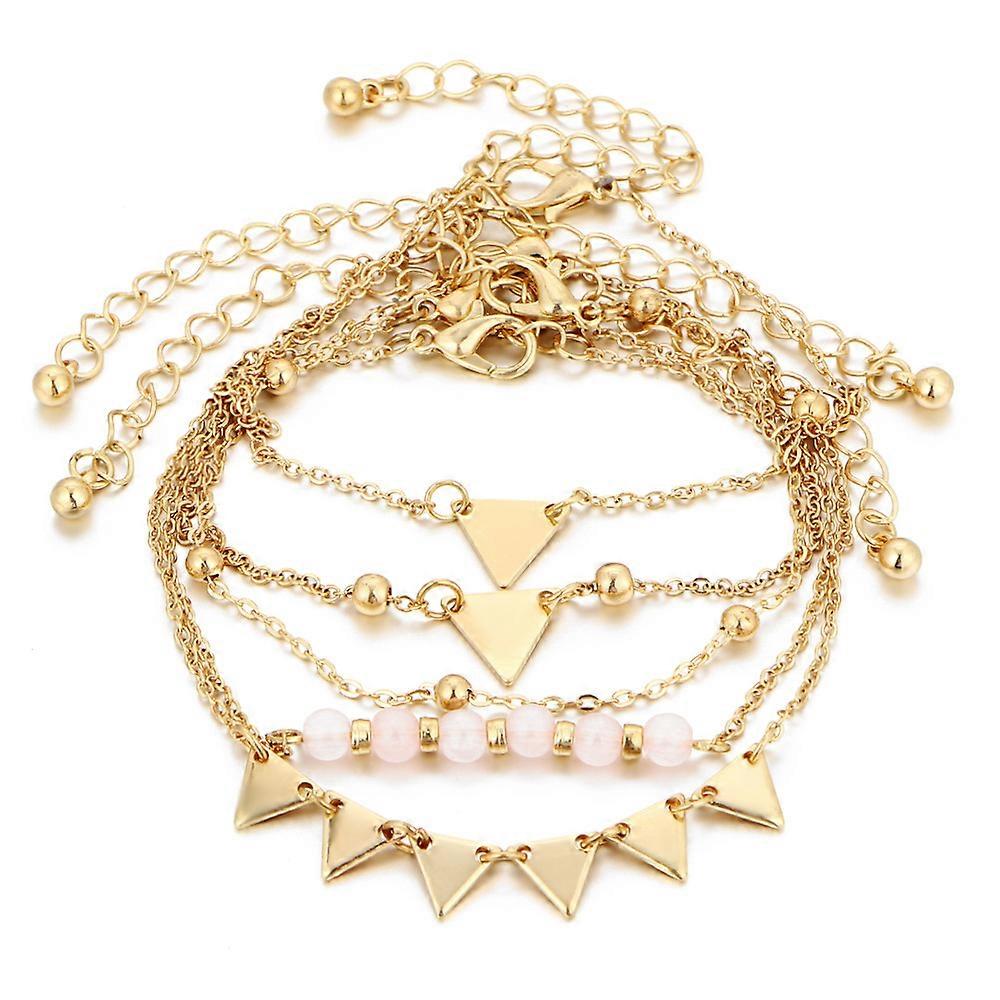 5Pcs Simple Triangle Bracelets Anklets Fashionable Ankle Bracelet Set