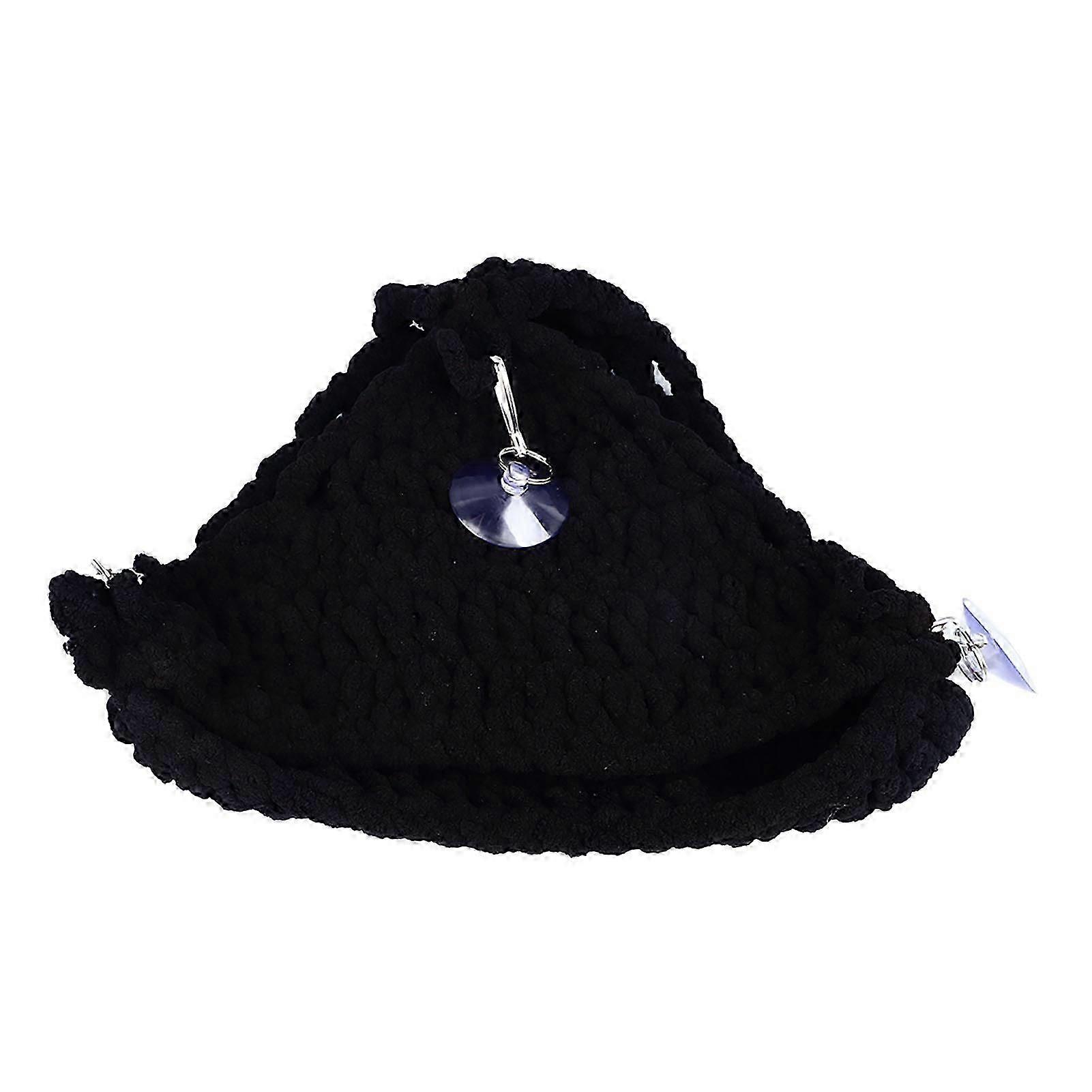 Small Pet Cage Hammock Multipurpose Fun Colorful Woven Breathable Sugar Glider Hammock for Hamster Sugar Glider Lizard Black