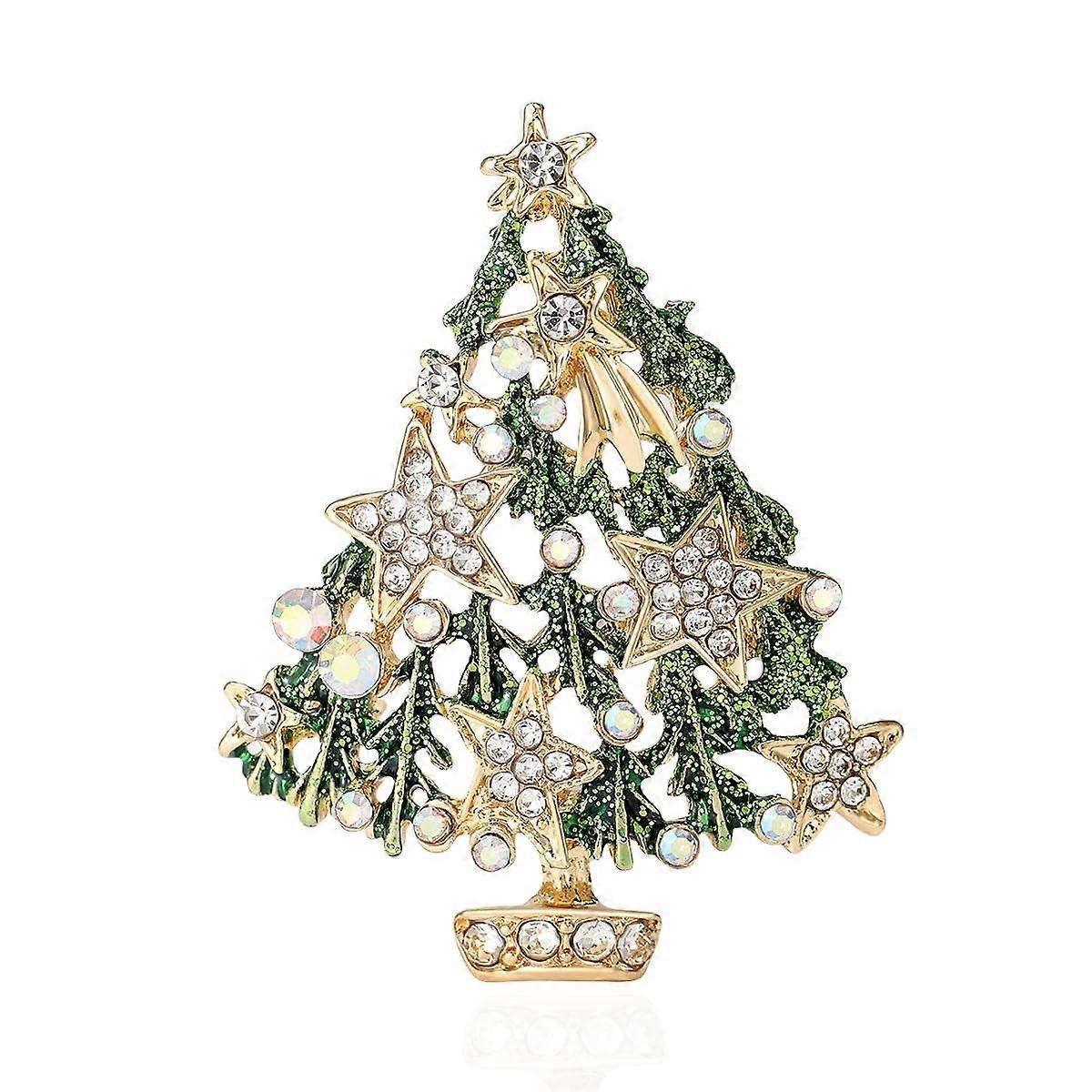 Crystal Wishing Tree Winter Star Lapel Pin Brooch