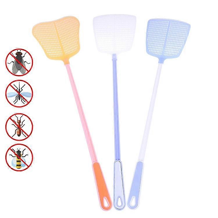 Household Plastic Long Handle Fly Swatter Mosquito Swatter, Random Color Delivery 1PC