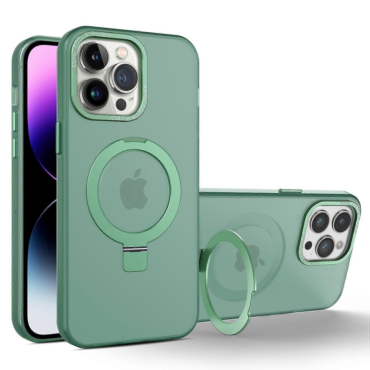 Soft TPU+PC Slim Case for iPhone 15 Pro Max Rubberized Kickstand Phone Shell Compatible with MagSafe