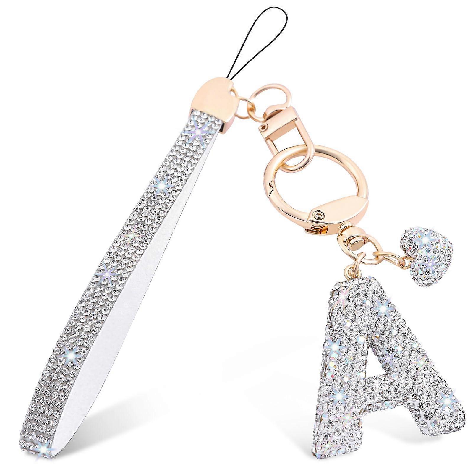 First Letter Keychain for Women with Bracelet and Matching Initial Switches, Customizable Charm, Stylish Design