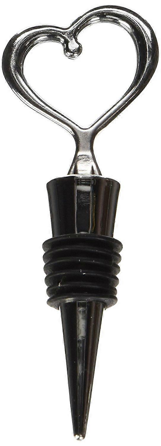 Kate Aspen Heart Chrome Bottle Stopper - Decorative Kitchen/Bar Wine Cork