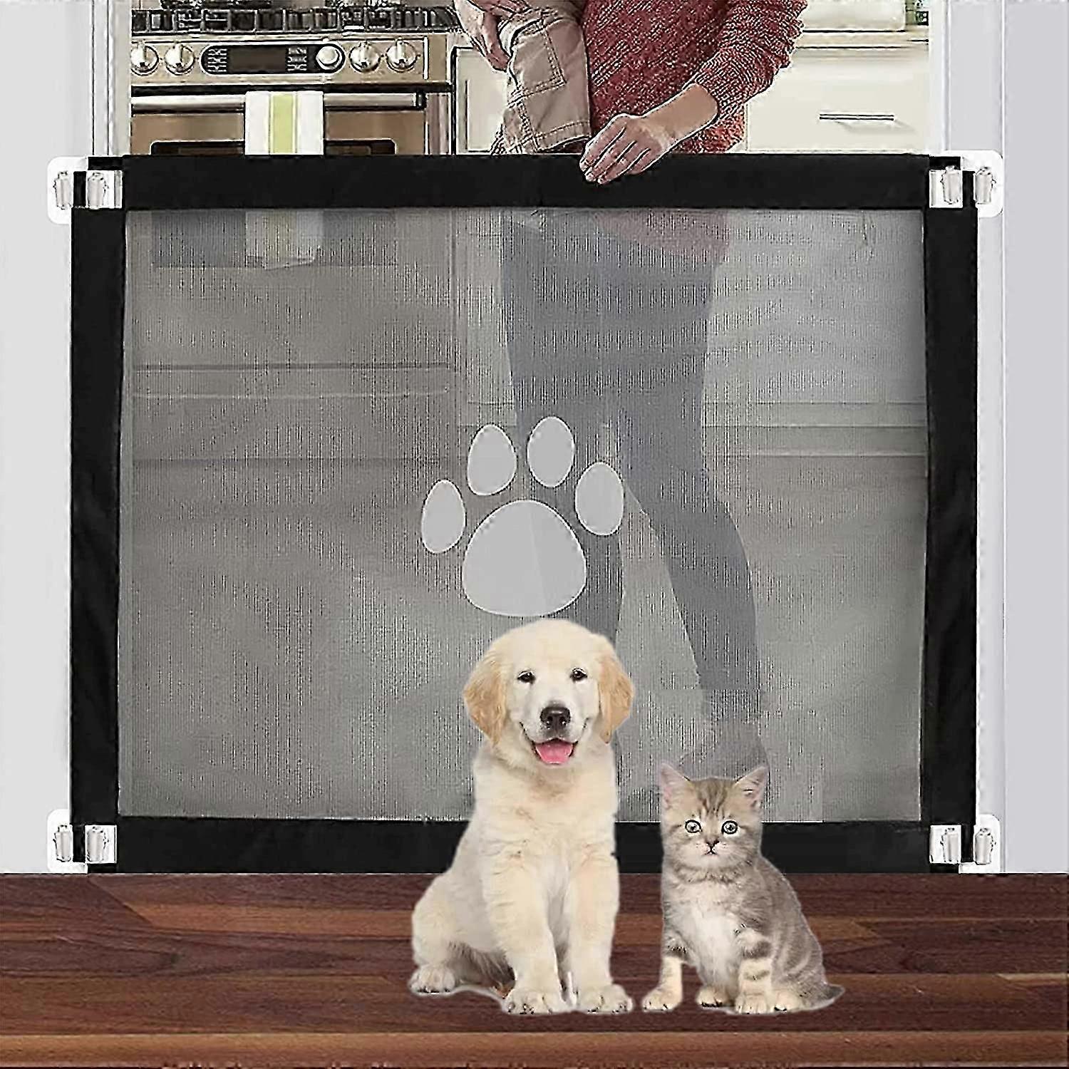 שער כלבים איכותי, שער קסמים לכלבים, שומר בטיחות לנעילה קל להתקנה גדר 80X100 ס"מ למדרגות, מקורה