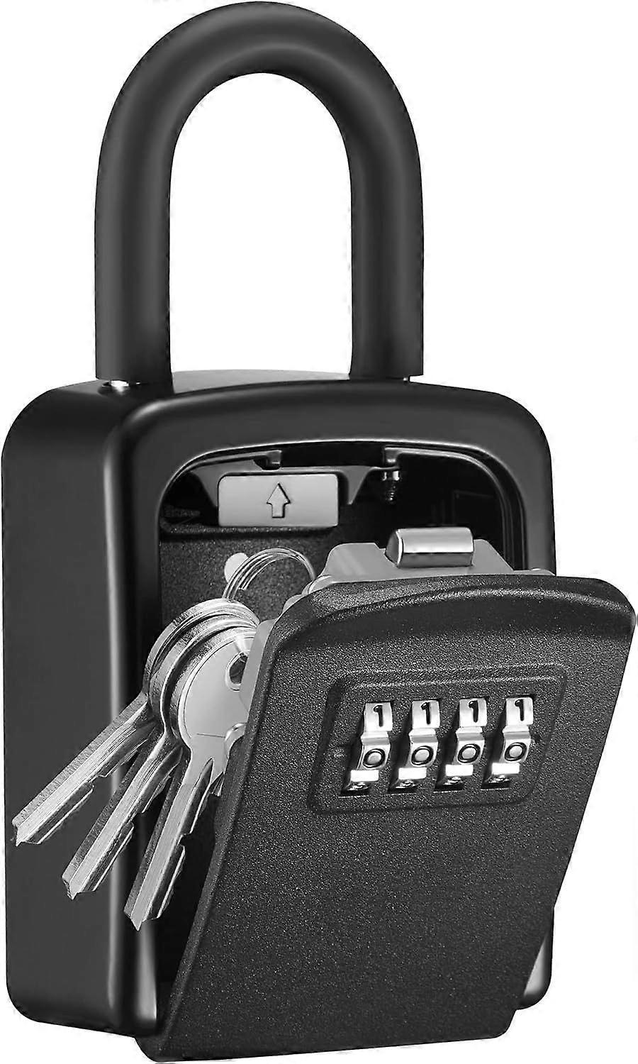 Key Lock Box, 4-Digit Combination Key Storage Lockbox, Portable Wall Mounted Security Lockbox for Home, Flats, Realtors Garage Spare Keys