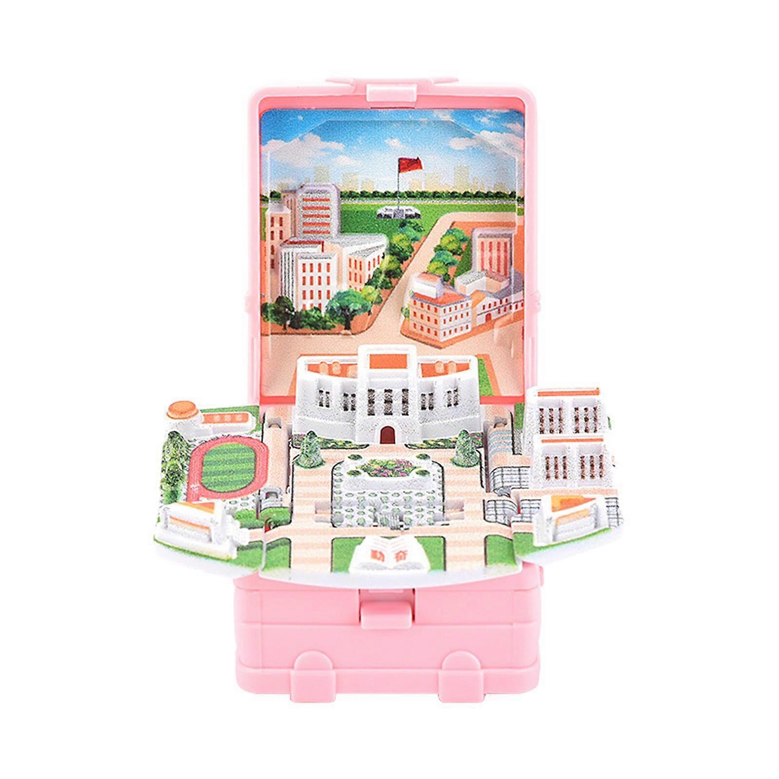 Multipurpose Foldable Book Keychain Sturdy ABS Materials Backpack Pendant with Creative Toy for Teens Student Daily Use  Pink