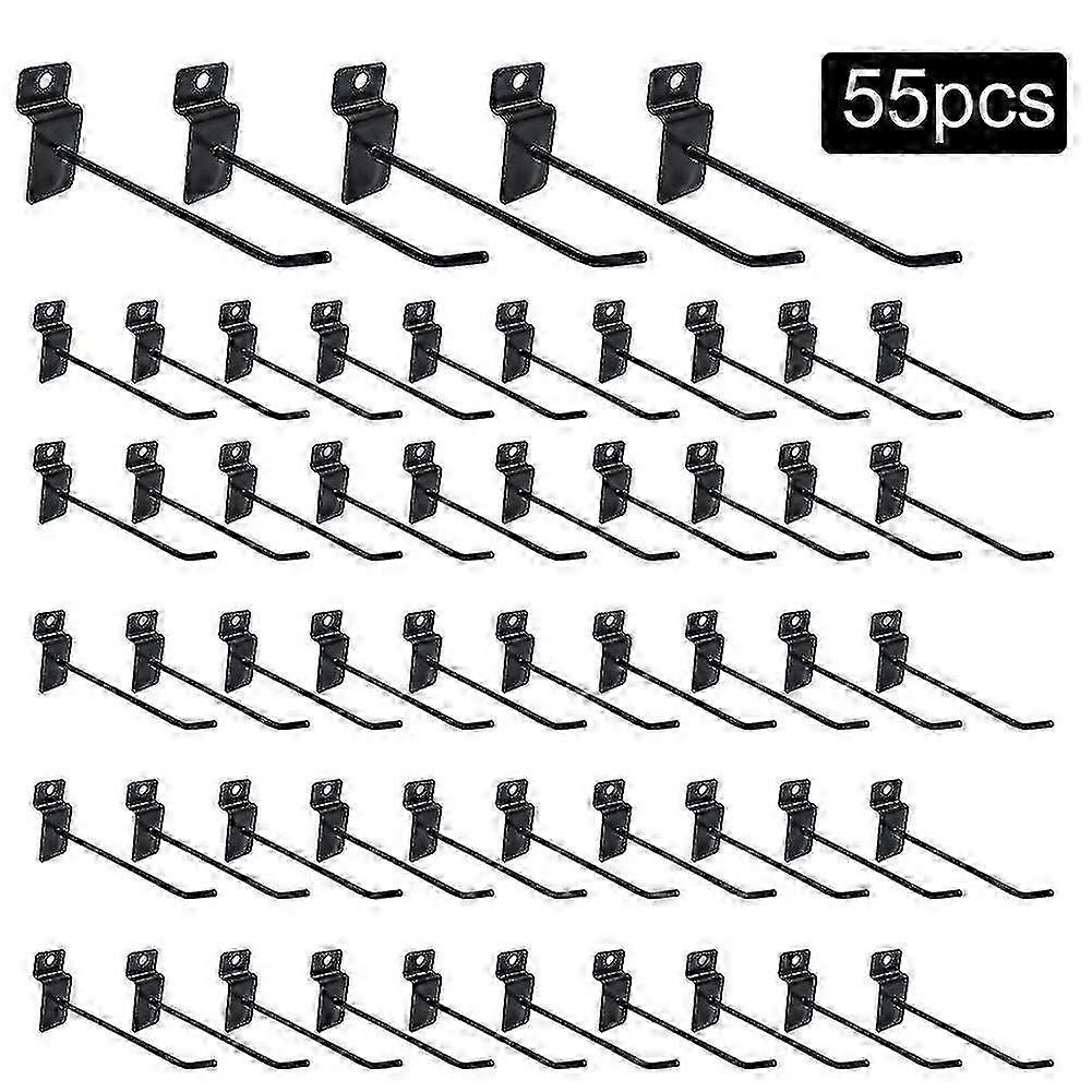 55pc Slatwall Pegboard Hooks Set for Garage Shop Retail Display, Durable Metal Hook Organizers
