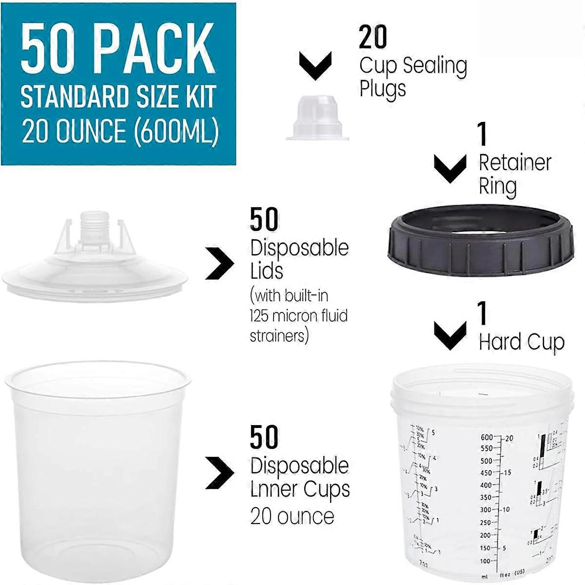 Paint Sprayer Mixing Cup,1.0 System(not 2.0)-50Pcs 20 Ounce Kit