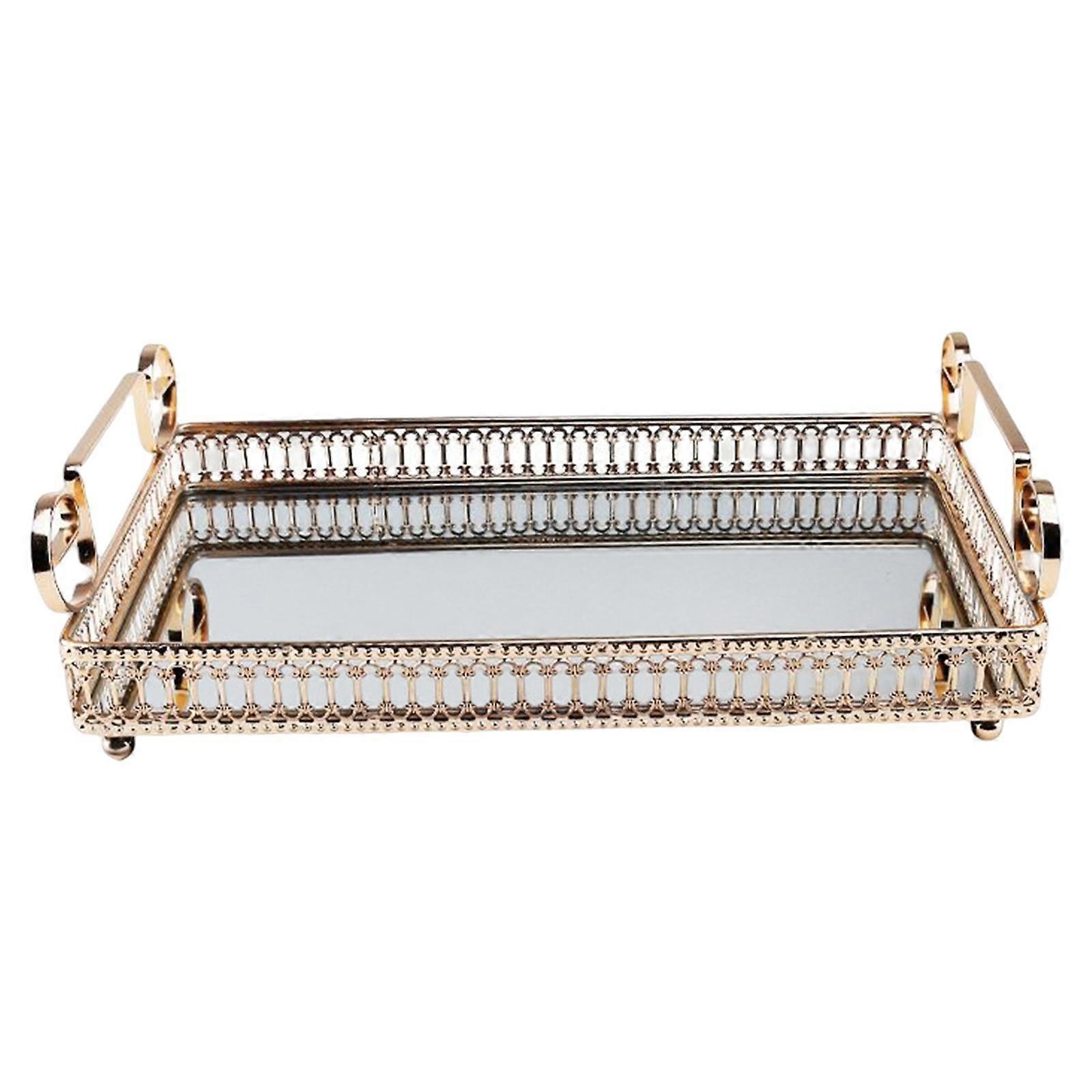Decorative Mirror Serving Tray Rectangle Coffee Tray, for Chocolate Pastries