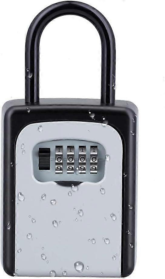 Portable Key Safe with Removable Shackle (No Installation Required) Combination Padlock Key Box for Home, Office, Garage, Airbnb Rental (Silver)