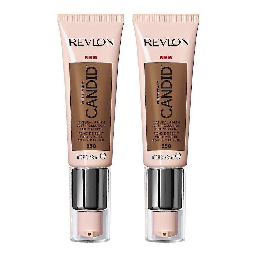2 x Revlon Photoready Candid Natural Finish Foundation 22ml - 550 Mocha
