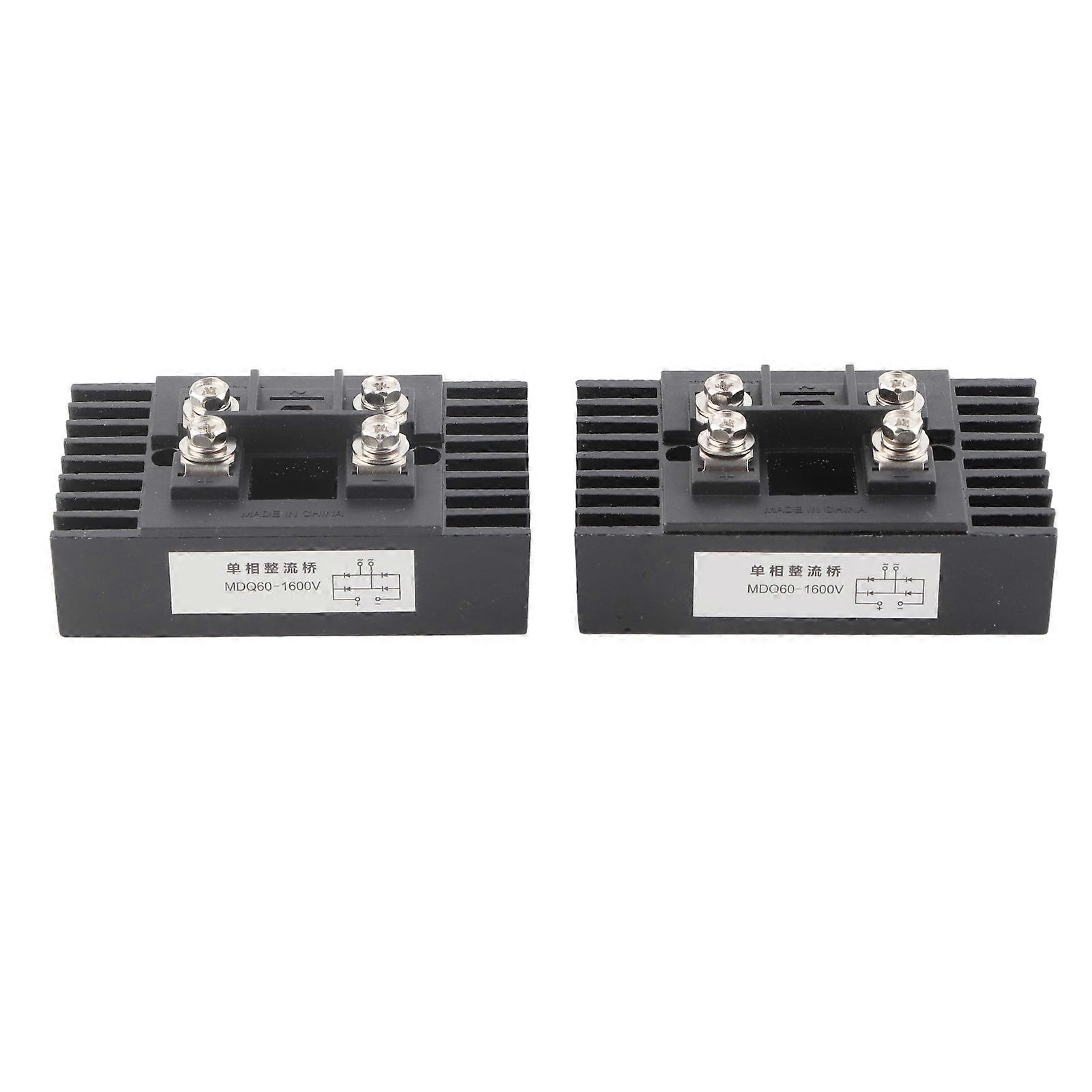 2 Pcs Bridge MDQ60A 1600V Isolated Mounting Base Current Diode Module Rectifier with Heat Sink