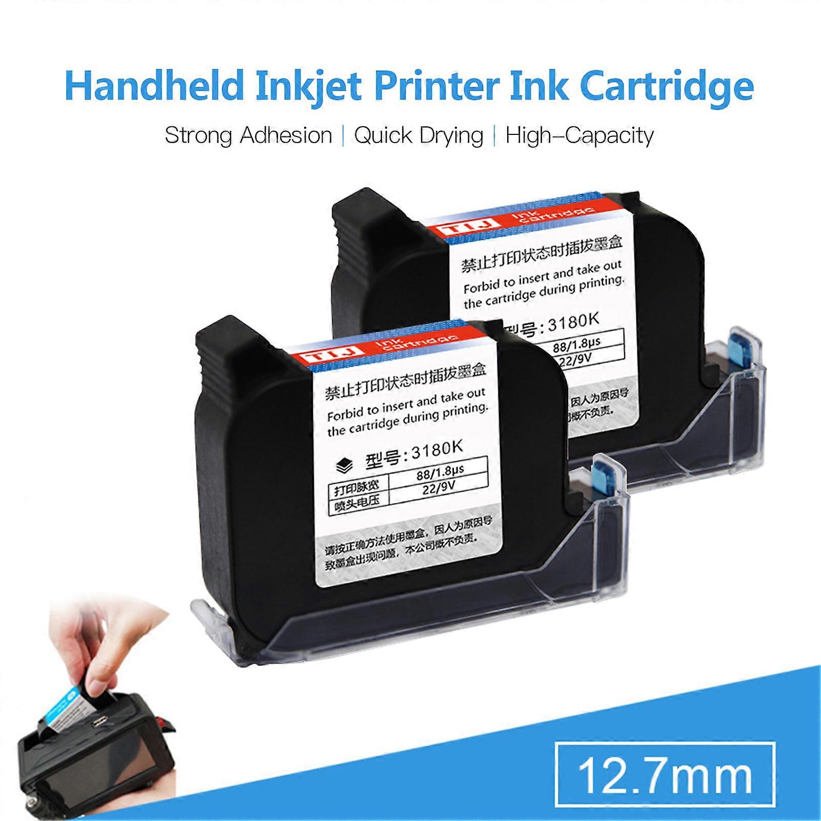 2PCS Ink Cartridge Replacement Quick-Drying 45ml for MX3/M10/D10 Handheld Inkjet Printer(Black)
