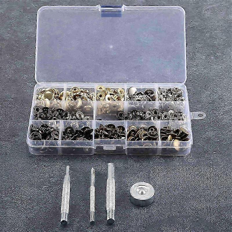 100 Set Leather Snap Fasteners Kit, 12.5Mm Metal Button Snaps Press Studs, 4 Color Leather Snaps fo JP