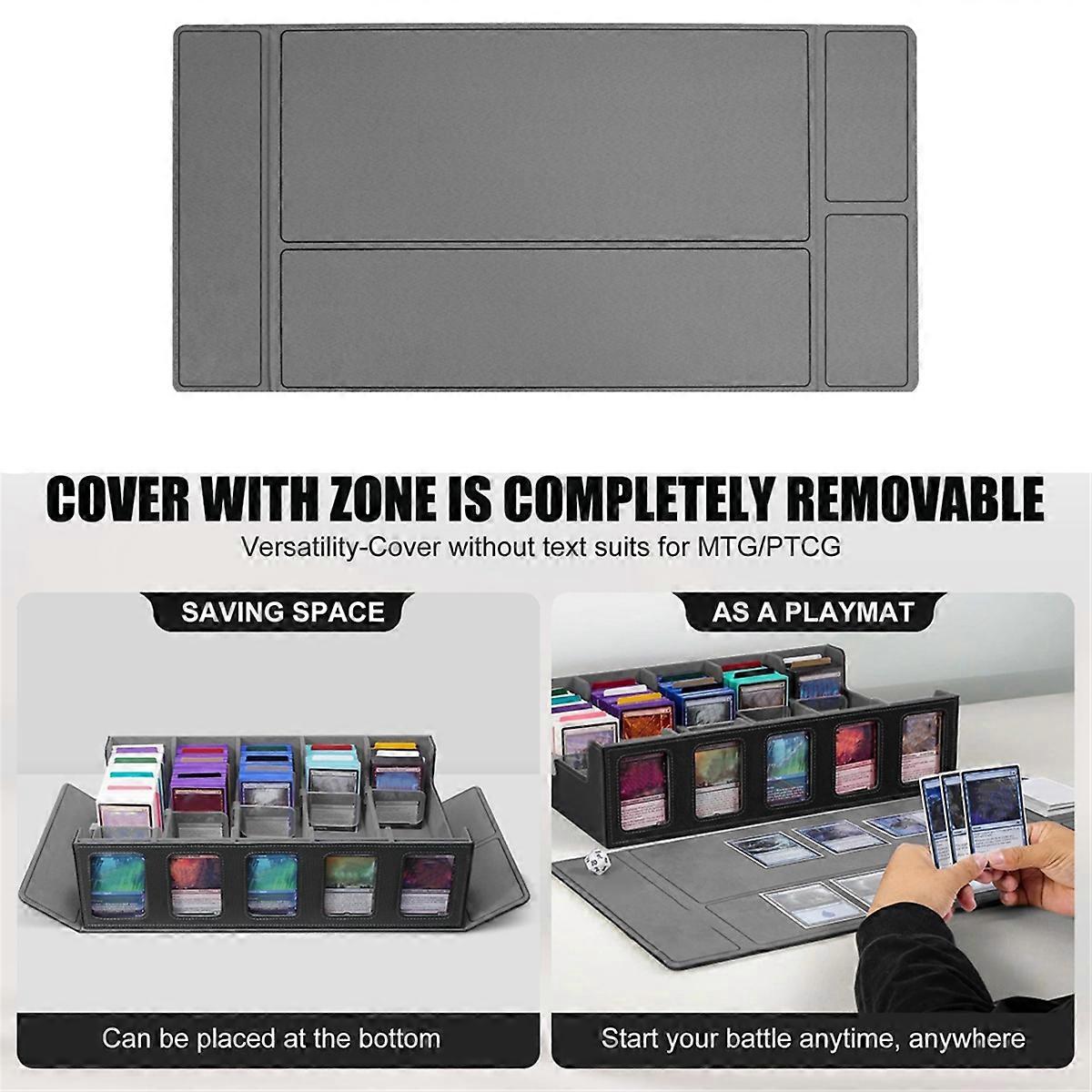 Trading Card Storage Box with Window 5-Row Deck Case Black+Gray