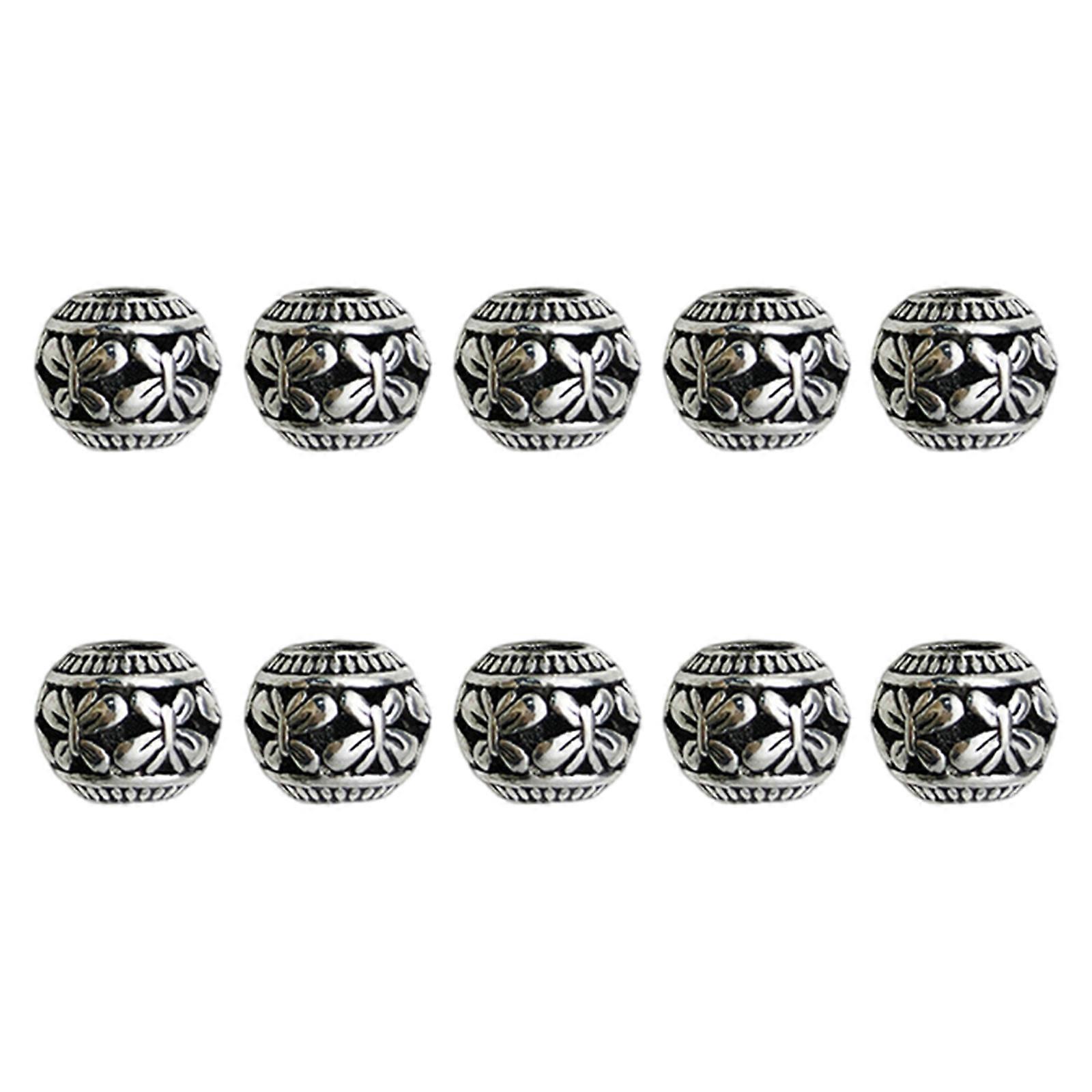 10pcs Tibetan Style Large Hole Spacer Beads Antique Silver for DIY Jewellery Making and Crafting Projects