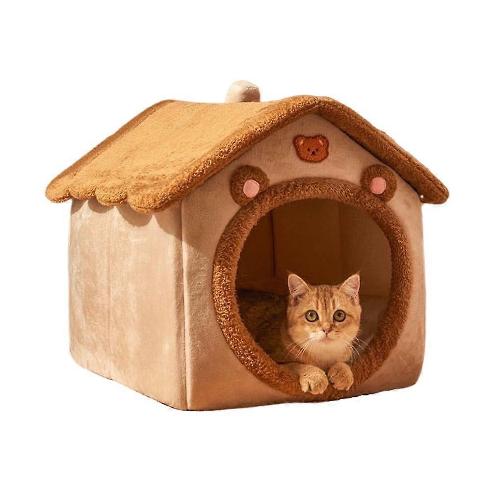 Cozy Soft Warm Cute Cat for Bed Indoor Cats L-20.5x16.9x19.7 Inches