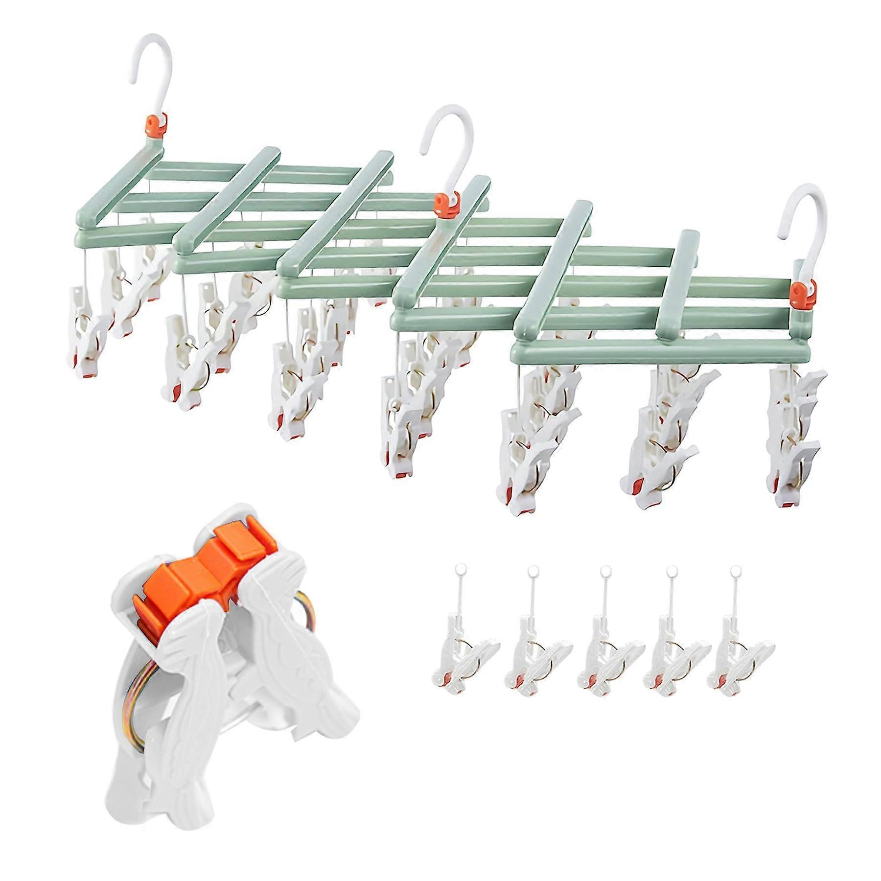 Pinch Strap Laundry Dryer with 29 Pinch Clips, Foldable Design, 360° Rotating Hook for Multifunctional Storage