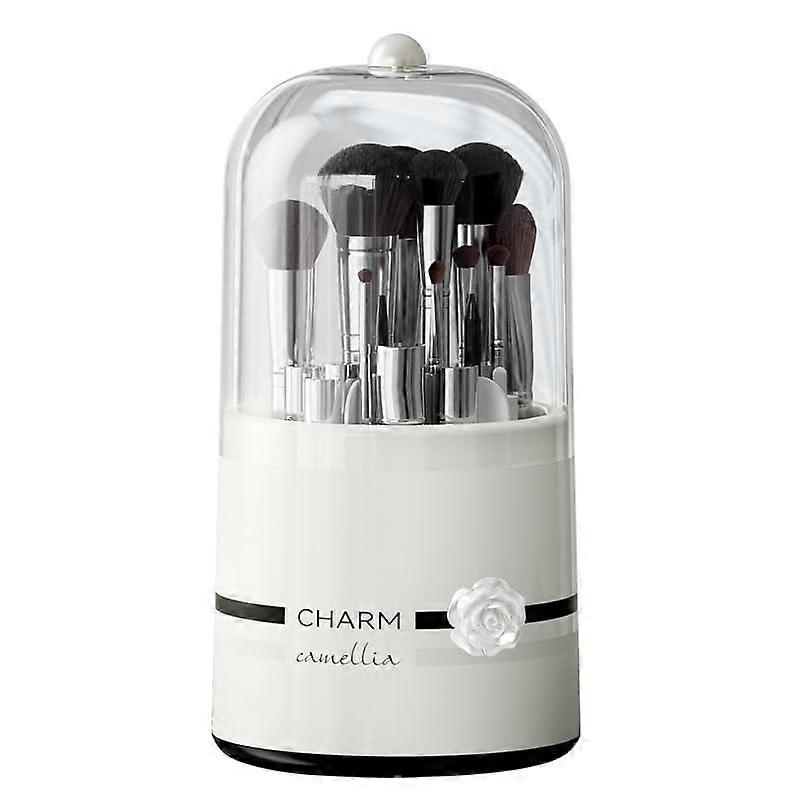 Makeup Rotating Organizer With Makeup Brush Holder Dustproof Cosmetic Storage Desktop Vanity
