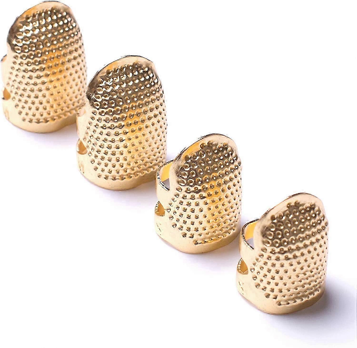 4pcs Sewing Thimbles, Metallic Gold Sewing Thimbles Finger Protector, Two Sizes 4pcs
