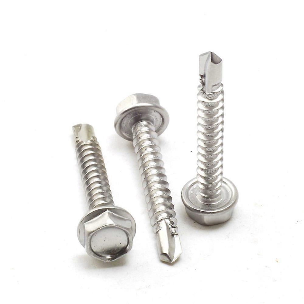 Stainless #10 Hex Washer Head Self Drilling Sheet Metal Tek Screws With Drill Point, 1/2 To 2-1/2 In Lengths, 100 Pieces
