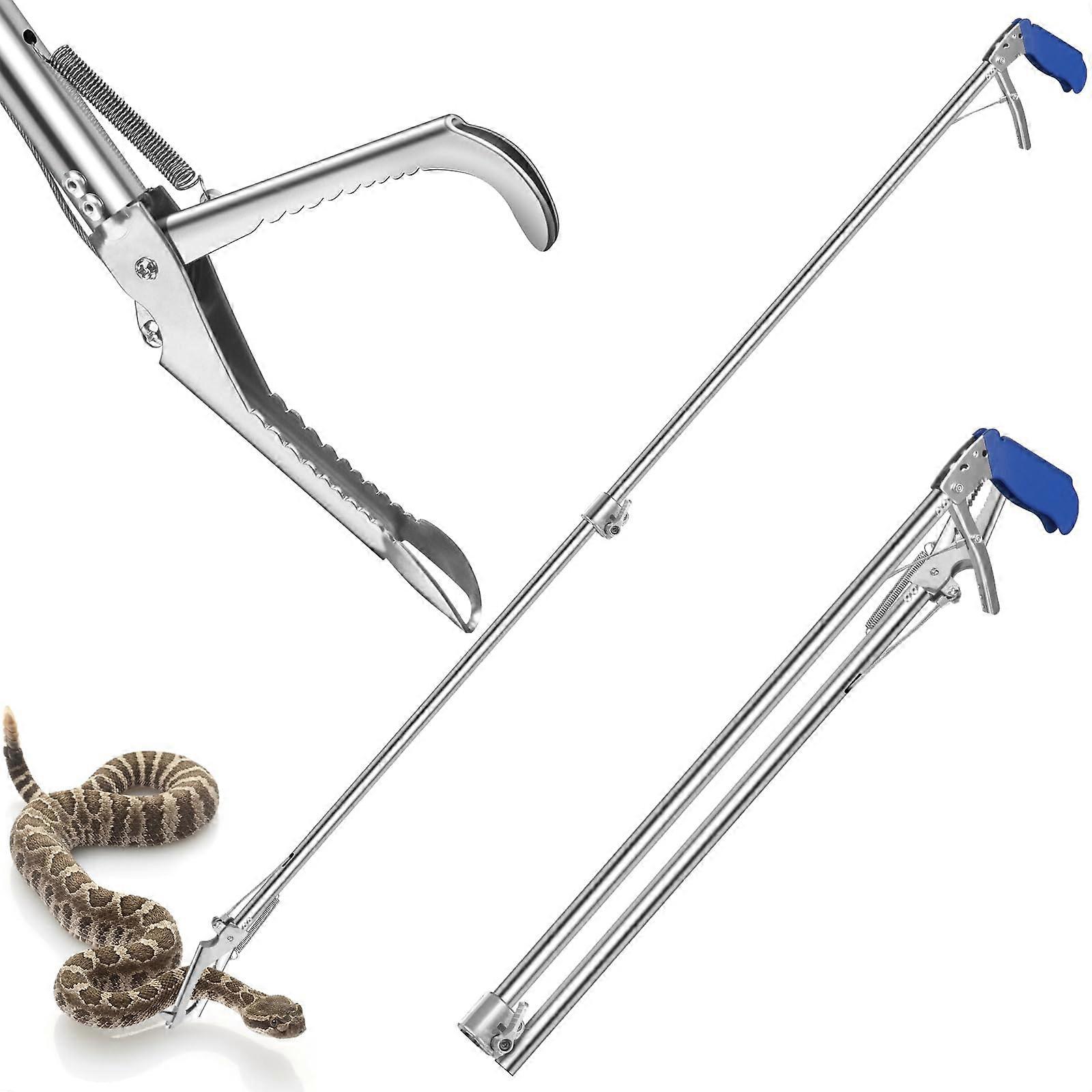 60-Inch Stainless Steel Snake Tong Grabber Tool with Foldable Design and Sponge Wrapped Non-Slip Grip