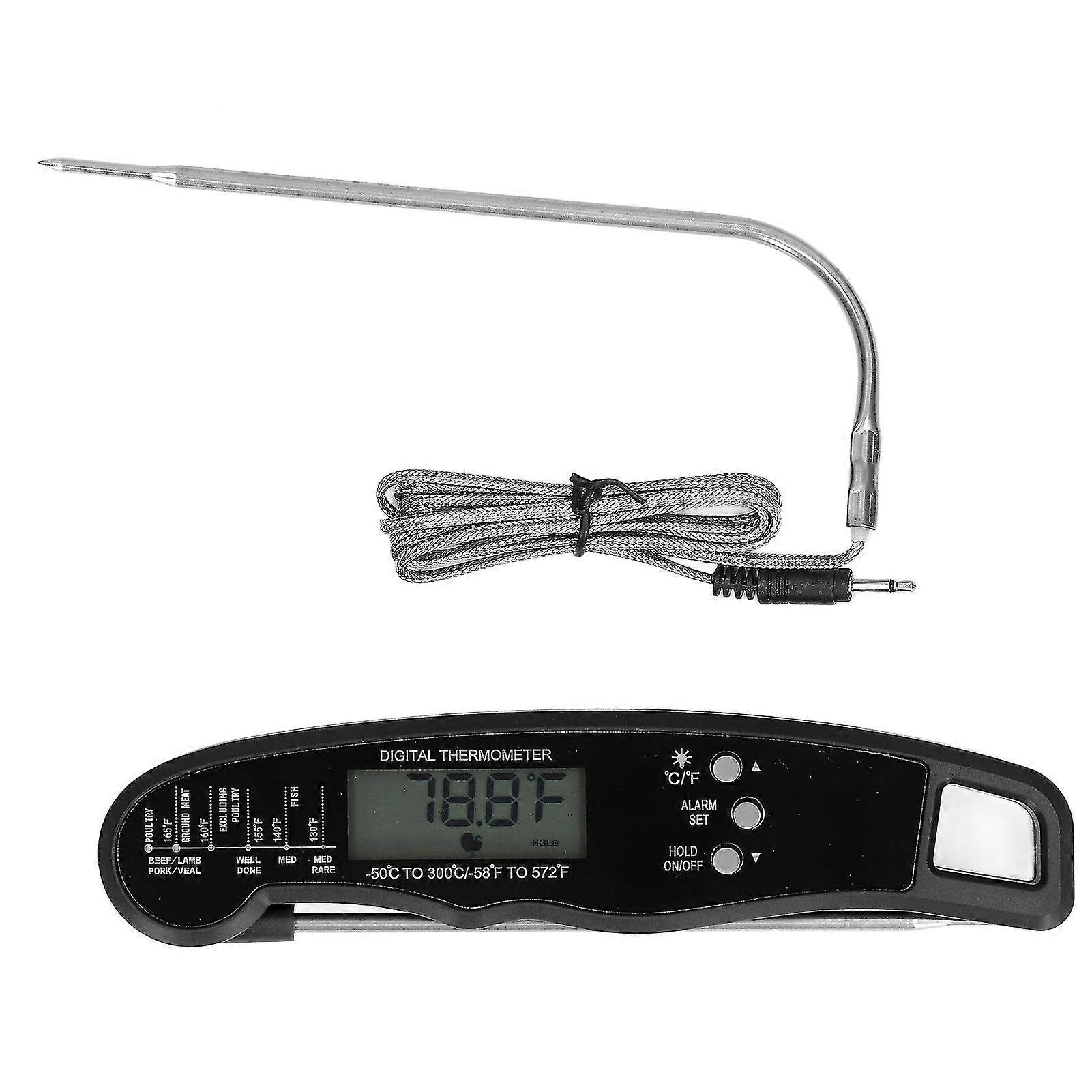 Barbecue Thermometer Double Probe Head LCD Display Easy to Store Digital Meat Thermometer for Home BBQBlack