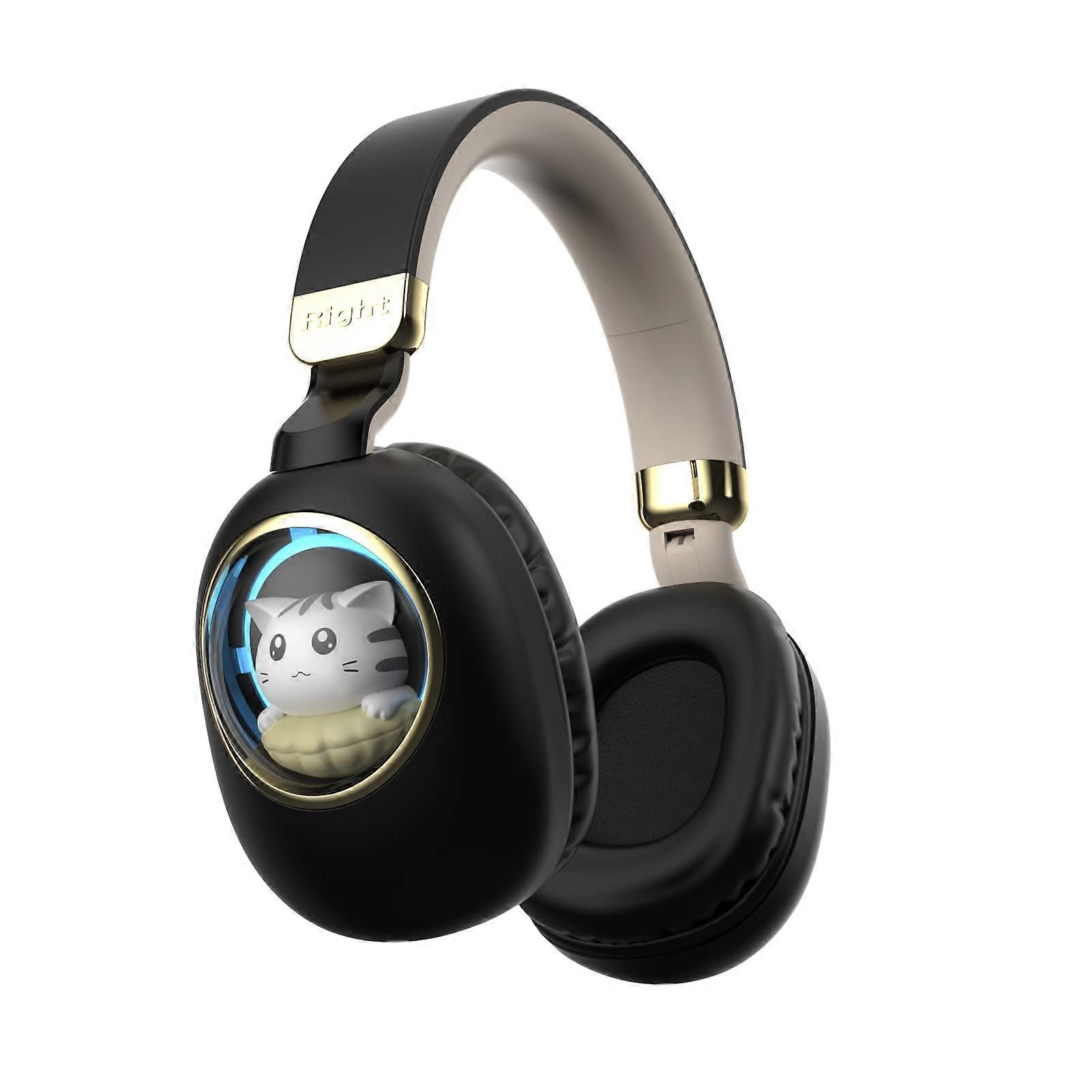 Kids Bluetooth Headphones - Light Up Cat Over Ear Wireless Noise Cancelling with Mic for School Gaming