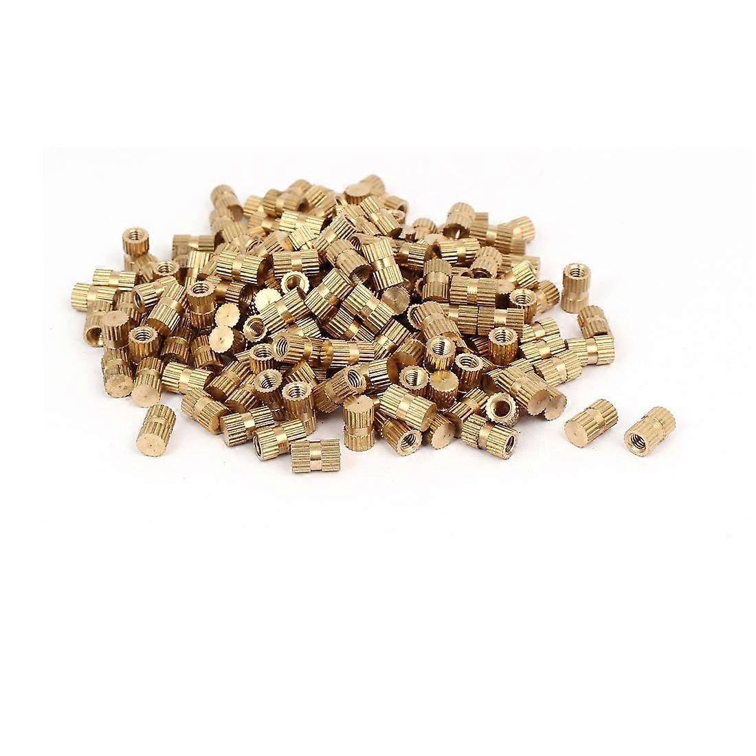IIVVERR M4 x 10mm 6.3mm OD Brass Threaded Insert Embedment Knurled Thumb Nut 200PCS