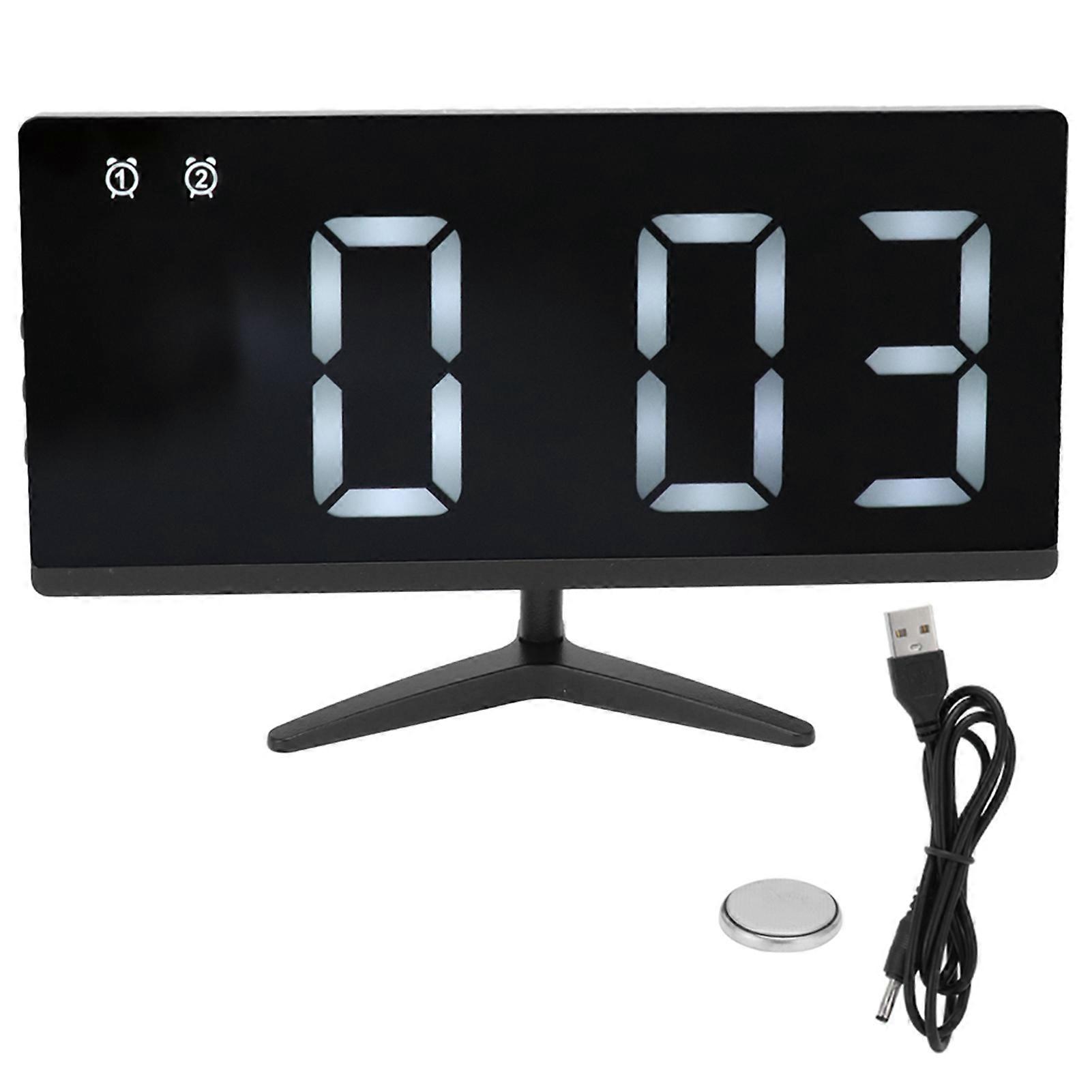 Borderless TV Shape Alarm Clock LED Display Multifunctional Mirror Clock for Home Office