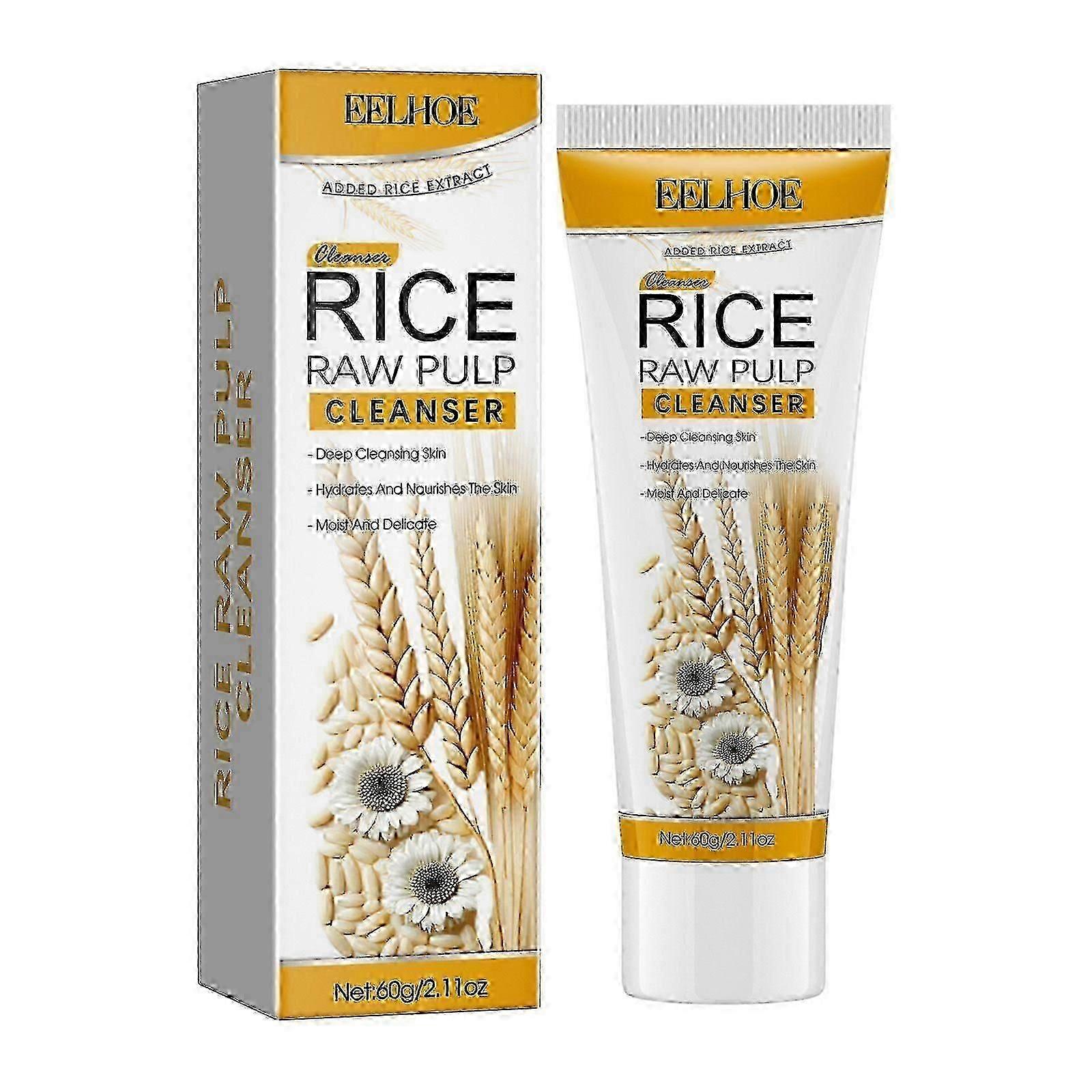Rice Raw Pulp Cleanser, Clear Pores And Lighten Dull And Delicate Skin Foam Cleanser