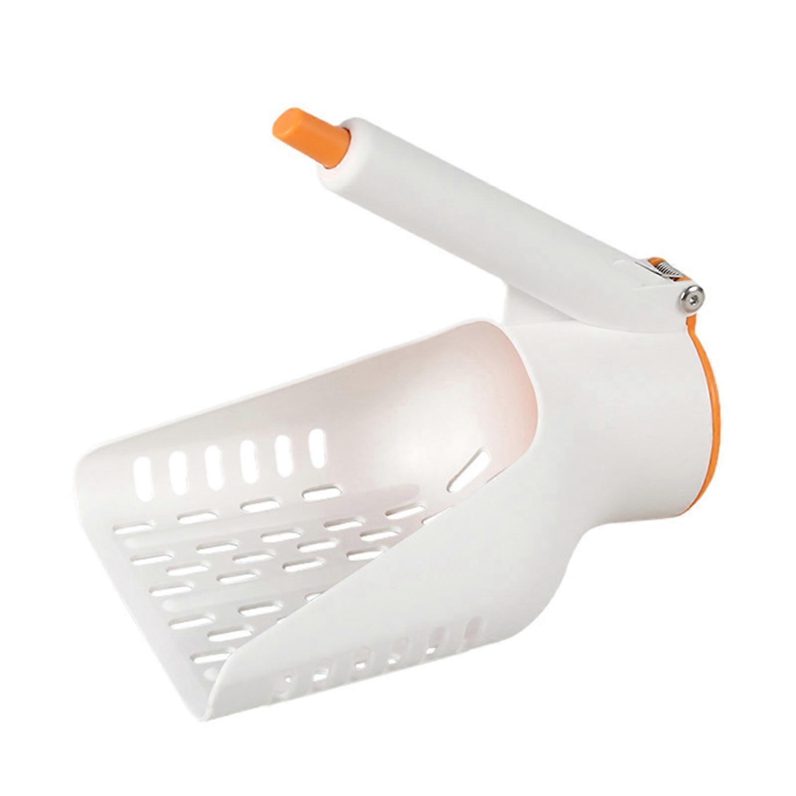 Cat Toilet Matching Plastic Easy Litter Scooper Wide Slats for Easy Sifting Durable Handle One Button Release
