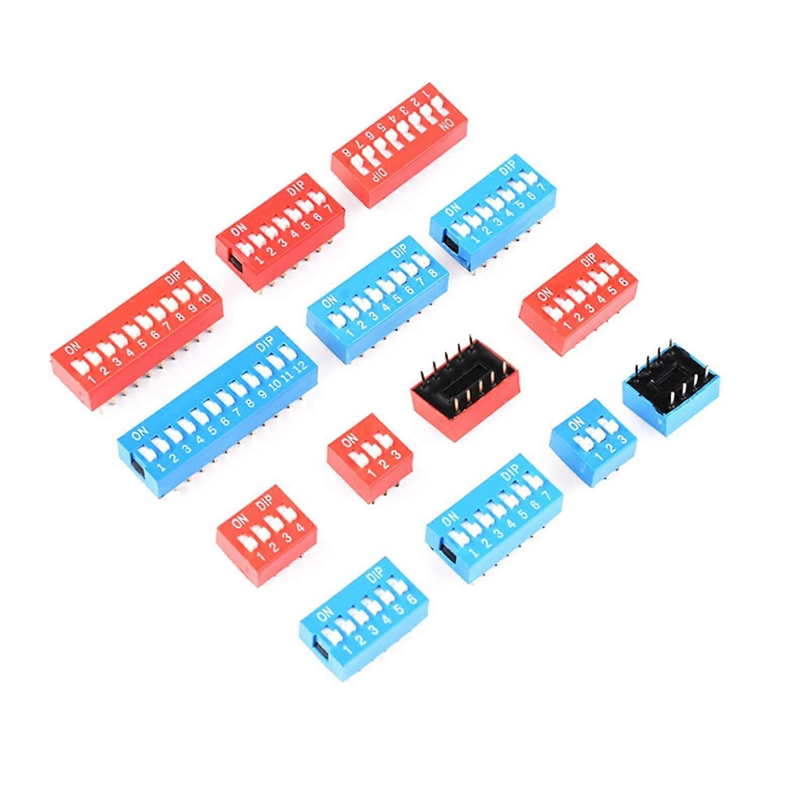 50PCS Red/Blue 2.54mm Pitch Slide Type Switch 1P/2P/3P/4P/5P10P DIP Switch 50pcs Red 3P Microswitches (Color : 50pcs Blue 8p)